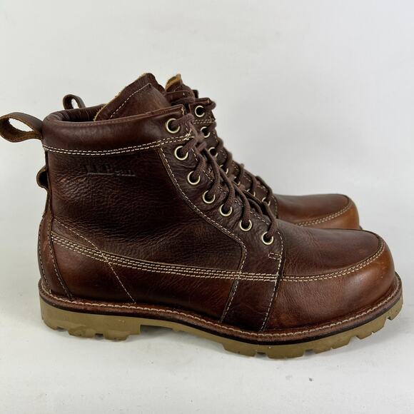 LLBean brown leather East Point Oxfords us men’s size 8 moc toe waterproof boots - Picture 2 of 12